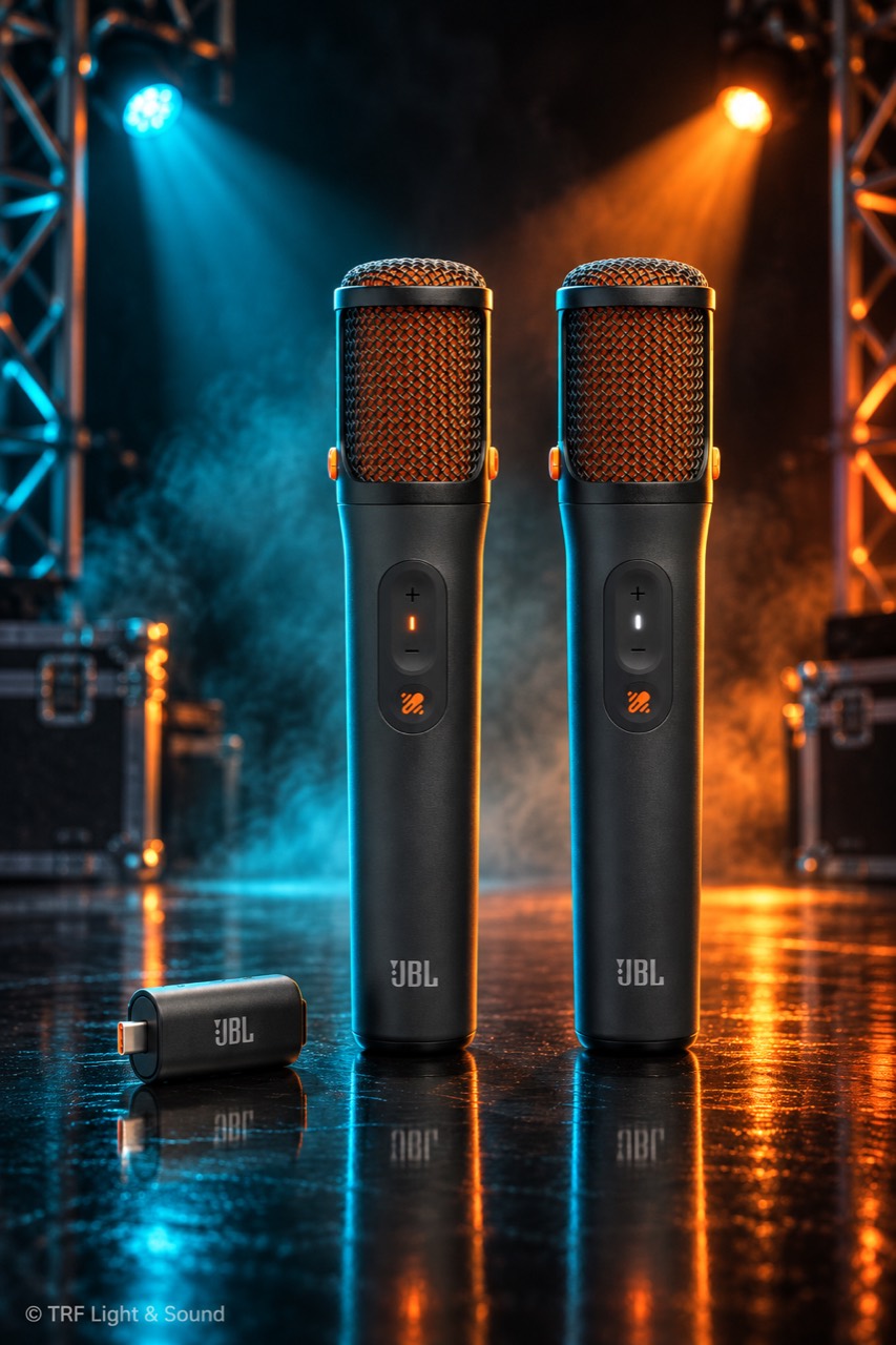 Zwei JBL EasySing Mikrofone mit Dongle